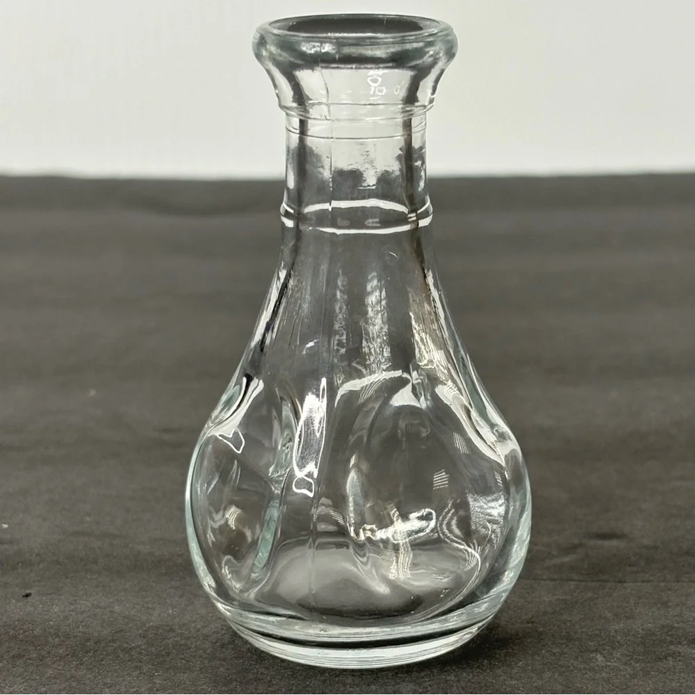 Vintage Mini Clear Glass Bottle/Bud Vase Pinch Thumbprint Bottle 3.5 Mexico Made